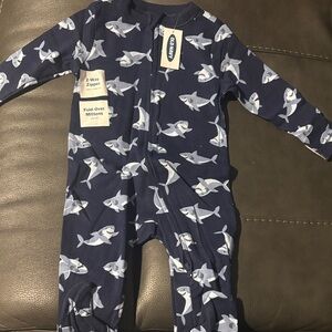 Navy Shark Print Kids One Piece
